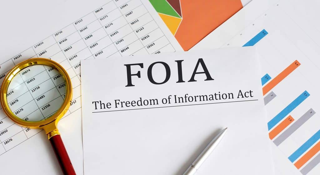 Paper graphic with FOIA written